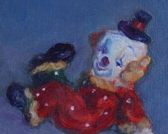 Send in the Clowns - Fun, Little, Print of Original Oil Painting - Harlequin - Archival Print