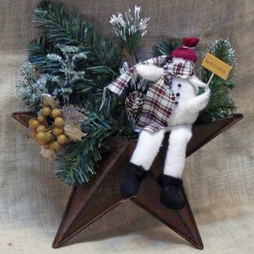 Rusty Pocket Star and Snowman Wall Hanging