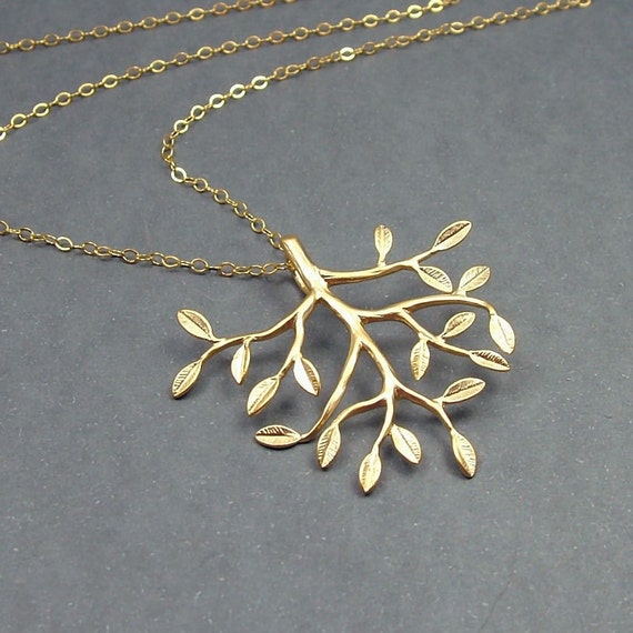 Gold Tree Branch Necklace 14k Gold Filled Chain and Fittings