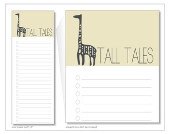 tall tales // notepad // giraffe // yellow // list // to do // lines // checkbox // skel // skel design // skel & co