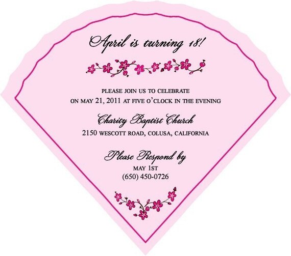 Items similar to Custom Fan Shaped Invitation sets for LISAPRADO79 on Etsy