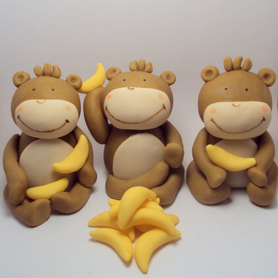 Items Similar To Gone Bananas Set Of Monkey Cake Toppers On Etsy
