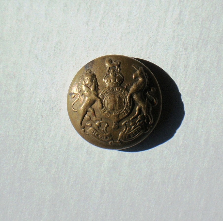 Vintage British Royal Coat of Arms Button WWI by VintageAndSuch