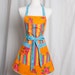 Vintage inspired Apron Retro Style Bold and Beautiful Stripes Hibiscus and Dragonflies