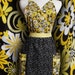 Vintage inspired Apron Retro Black Yellow White Groovy flowers polka dots
