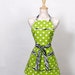 Lime and Zebra Apron, Black and White Zebra trim white polka dots on Lime Green