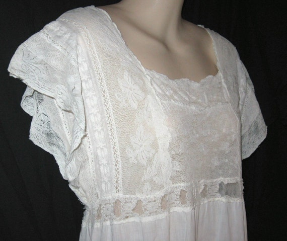 Vintage Victorian DRESS night rail ANTIQUE S M by ruch5tami