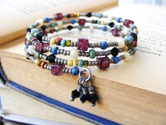 Native American Inspired Prayer Beads Memory Wrap Bracelet