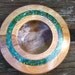 Rose butternut bowl with chryscolla inlay, handturned