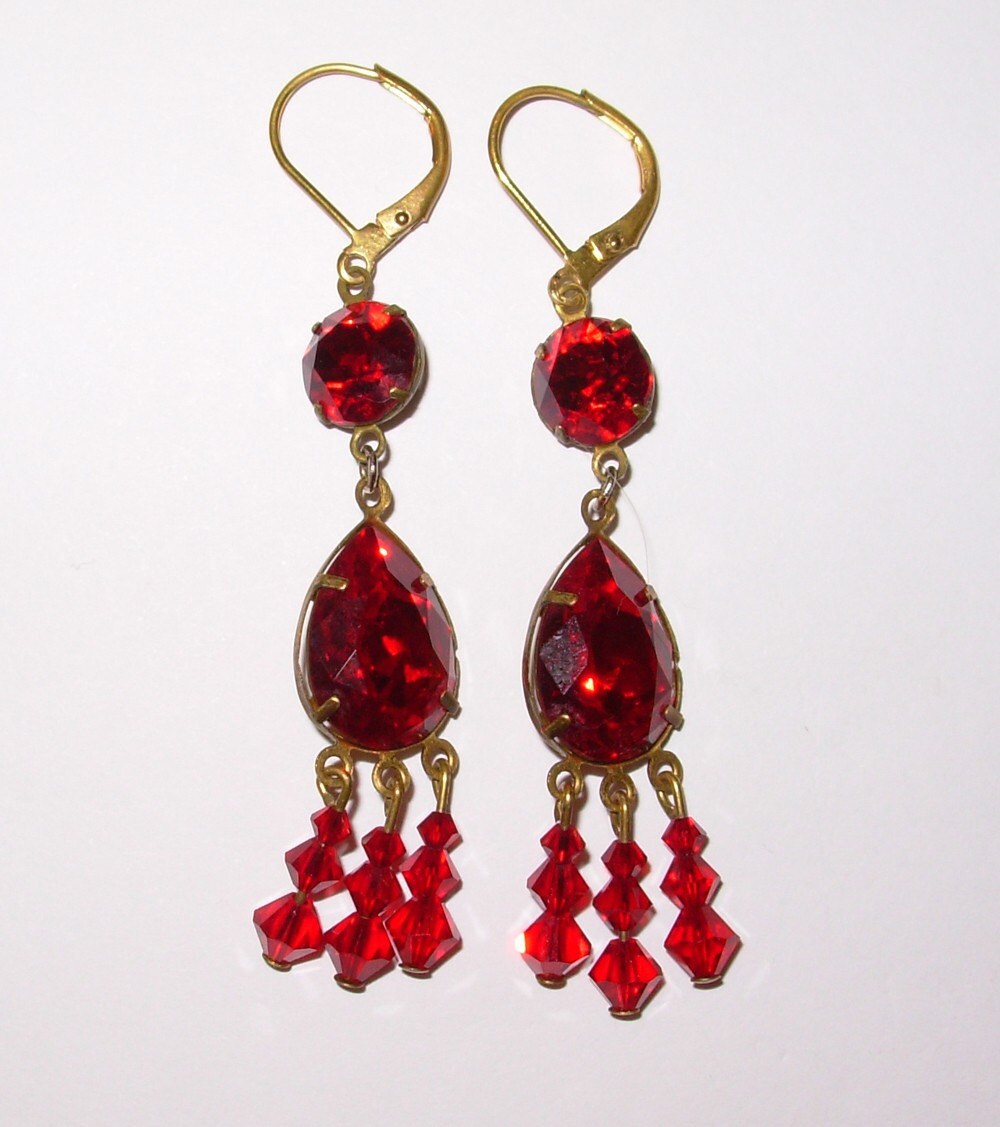 Red sparkly earrings