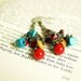 Bold Summer - crocheted earrings - red, turquoise and brown- Free Worldwide Shipping