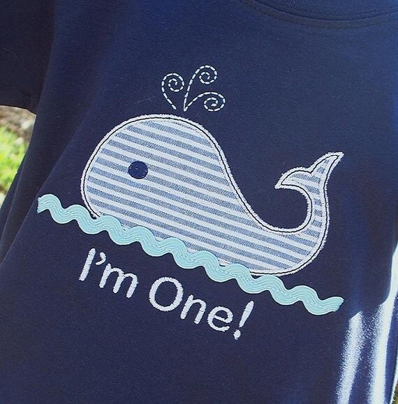 Boys Personalized Appliqued Whale Tee on Navy