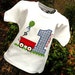 Boys Appliqued Red Wagon with Age in Gingham Check