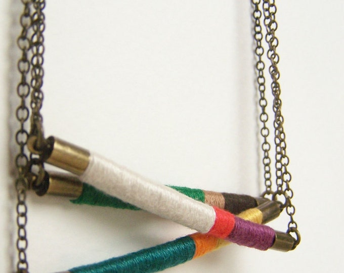 DESIGN YOUR OWN custom Davis necklace - textile and leather with antiqued brass chain