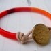 COOPER bracelet - textile and leather with metal button (persimmon wildberry kumquat)