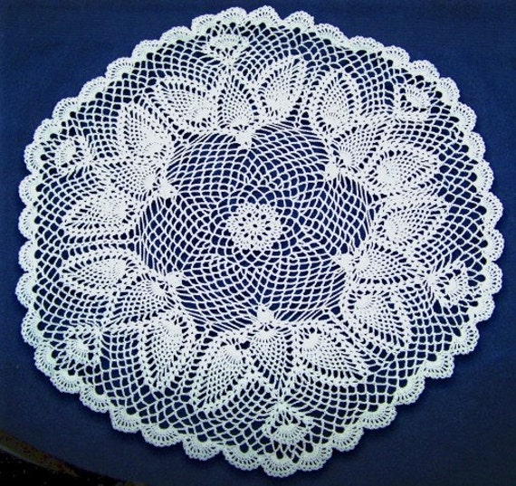 Items similar to Doves In Flight crocheted doily in white on Etsy