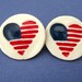 Flag Heart Earrings Handmade Porcelain Ceramic Jewelry By Linda Cain
