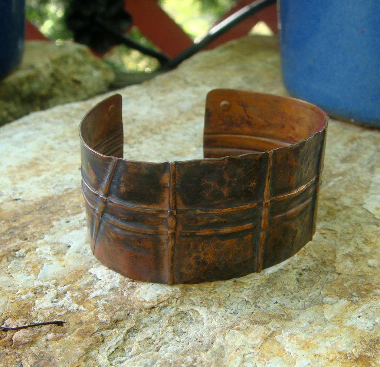 Fold Formed Copper Oxidized Cuff Handcrafted Artisan Jewelry