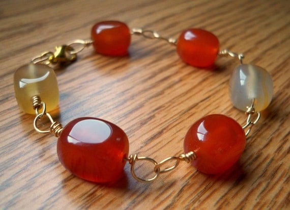 Molten Caramel Bracelet - Carnelian and Gold Bracelet