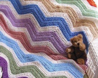 new chevron zig zag ripple baby blanket by JDCrochetCreations
