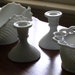 RESERVED Milk Glass Planter and Pair of Candlestick Vintage 1950's