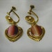 Vintage Signed Uncas 12K GF Rose Cats Eye Earrings