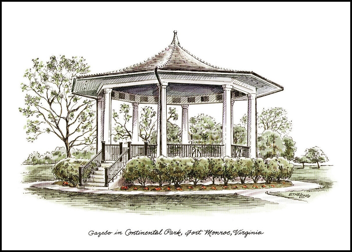 Fort Monroe Virginia Gazebo 12x16 Print by EthelLong on Etsy