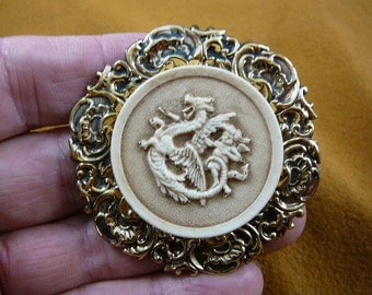 Angel cherub dragon Cameo pin pendant brass brooch cm169-2