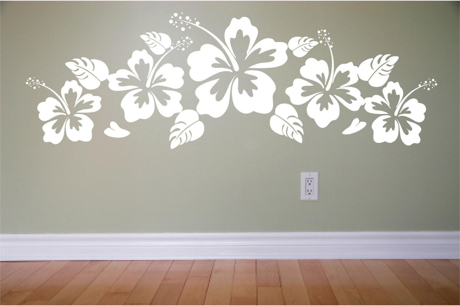 Hawaii flowers habiscus vinyl Wall Decal Extra by VinylOnTheGo