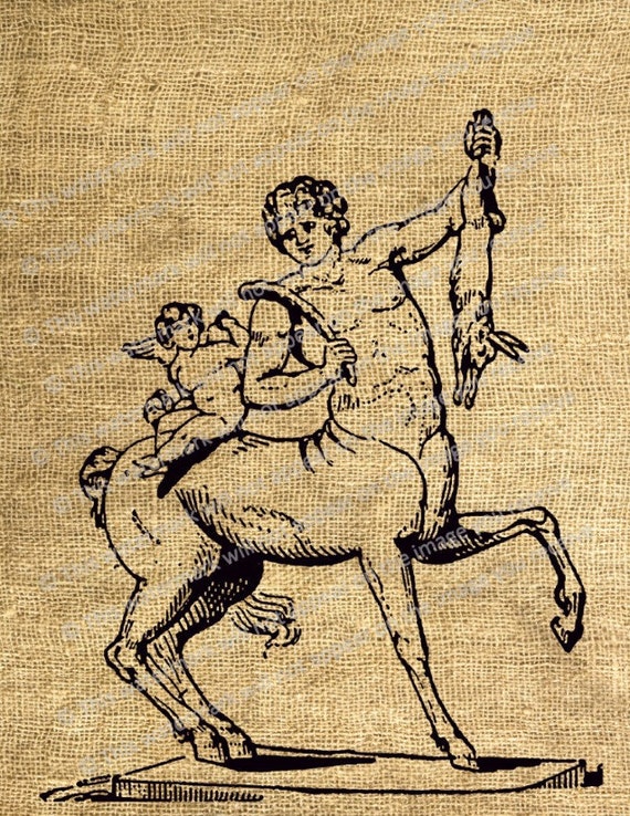 Items similar to Antique ART Print Greek Mythology Centaur Rabbit
