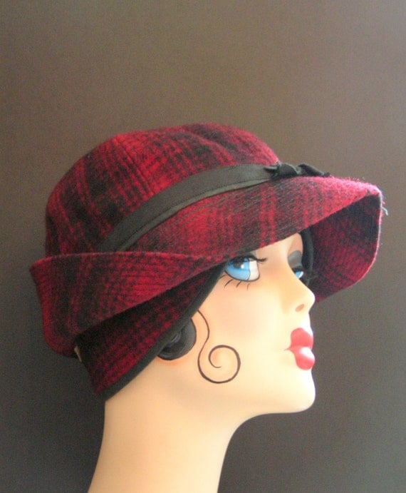 Vintage 50's Woolrich Red Plaid Hunting Hat