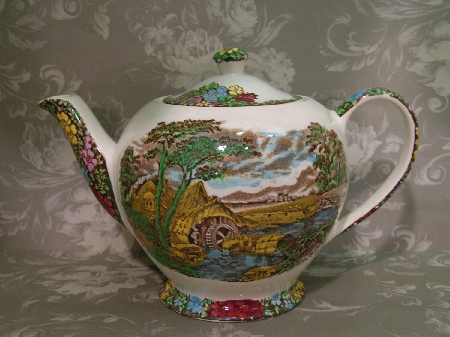 Vintage 1940's The Old Mill SADLER Teapot by HuntandGatherStyle