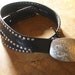Belt- Artistic embossed Black Belt with engraved buckle- size large