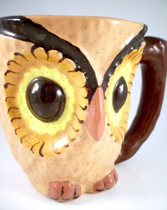 Items similar to Vintage Owl Mug Large Eyes on Etsy
