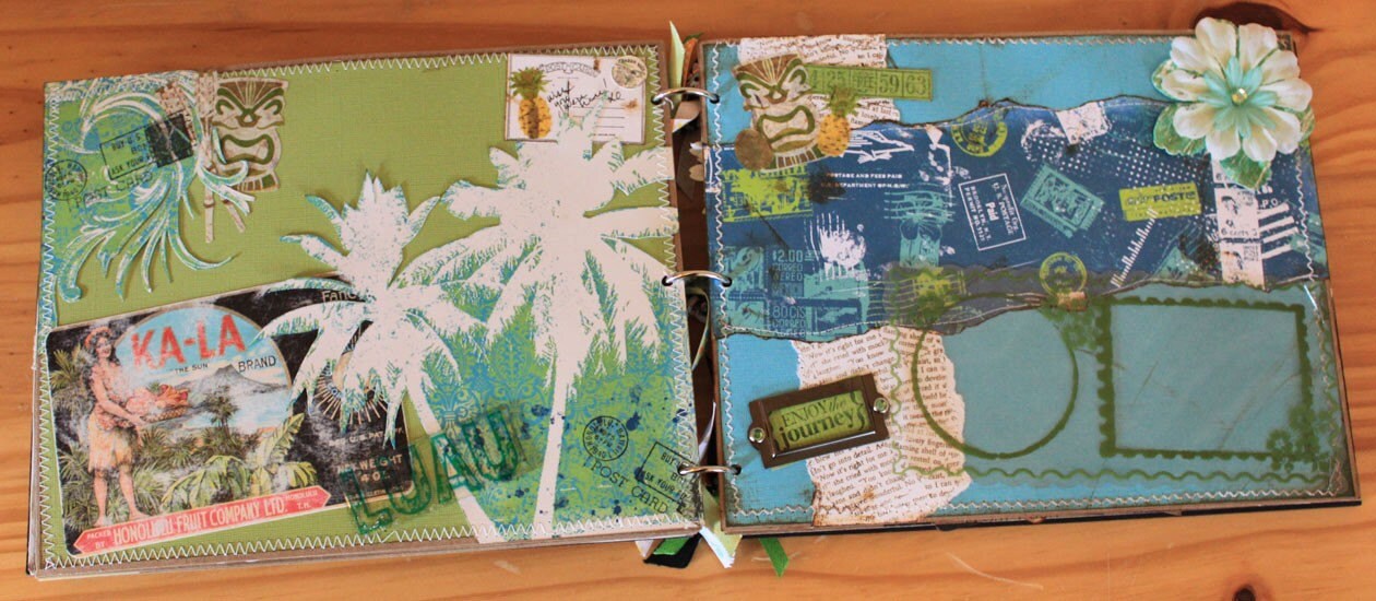 Vintage Hawaii Scrapbook AlTerEd ArT MiXeD MeDiA