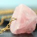Rose Quartz Necklace- Nugget Crystal on Vermeil Gold with Garnets