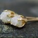 Rough Diamonds in 14k Yellow Gold Earrings