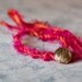 Pink and Orange Rope Bracelet in Sari Silk with Vintage Button Closure