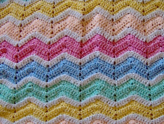 HALF PRICE SALE Rainbow Ripple Baby Afghan