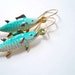 SHARK WEEK. Blue fish earrings. Fun vintage fish pendants on 14K gold fill earwires.