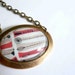 Mid Century Modern Necklace. Large glass OOAK pendant on antiqued brass chain.