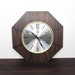 Vintage 1960s Hanging Wall Clock / Retro Wood Veneered Wall Clock