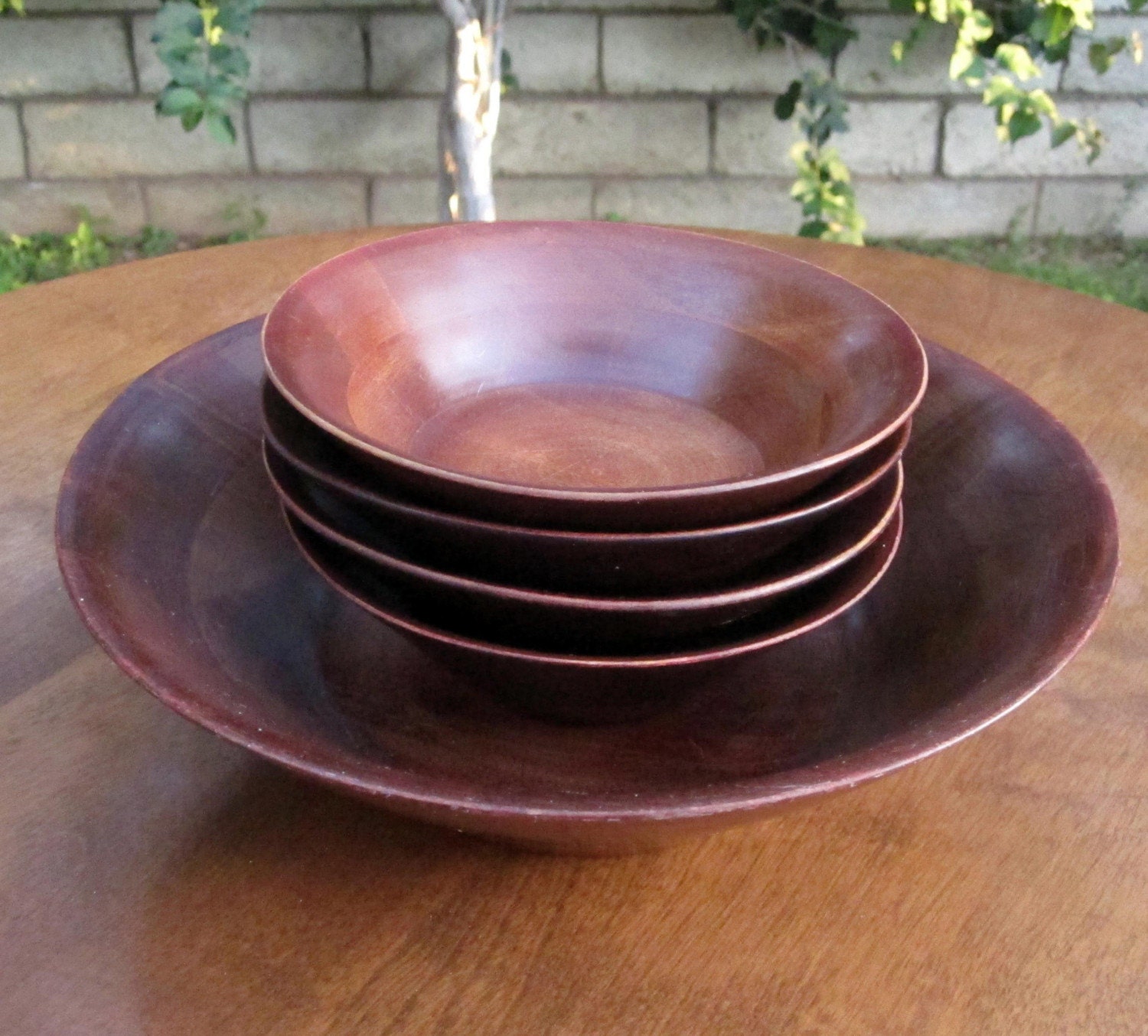 CLEARANCE / Vintage Wooden Salad Bowl Set / Retro Wood Dishes