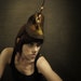 Olive Felt Cocktail Hat/Headband With Chain, Brass and Porcupine Quill Accents - Arthropod Series