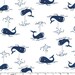 Thar She Blows Navy Whales Michael Miller Fabric 1 yard, yardage available