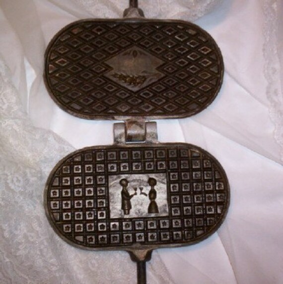 Vintage Pizzelle No. 1 Waffle Iron with Bride and Groom