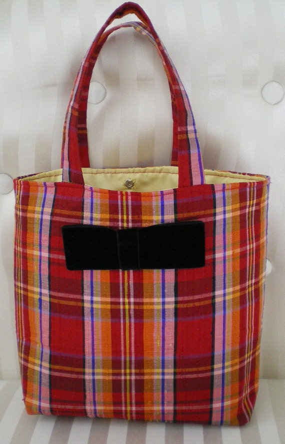 red tartan plaid handbags