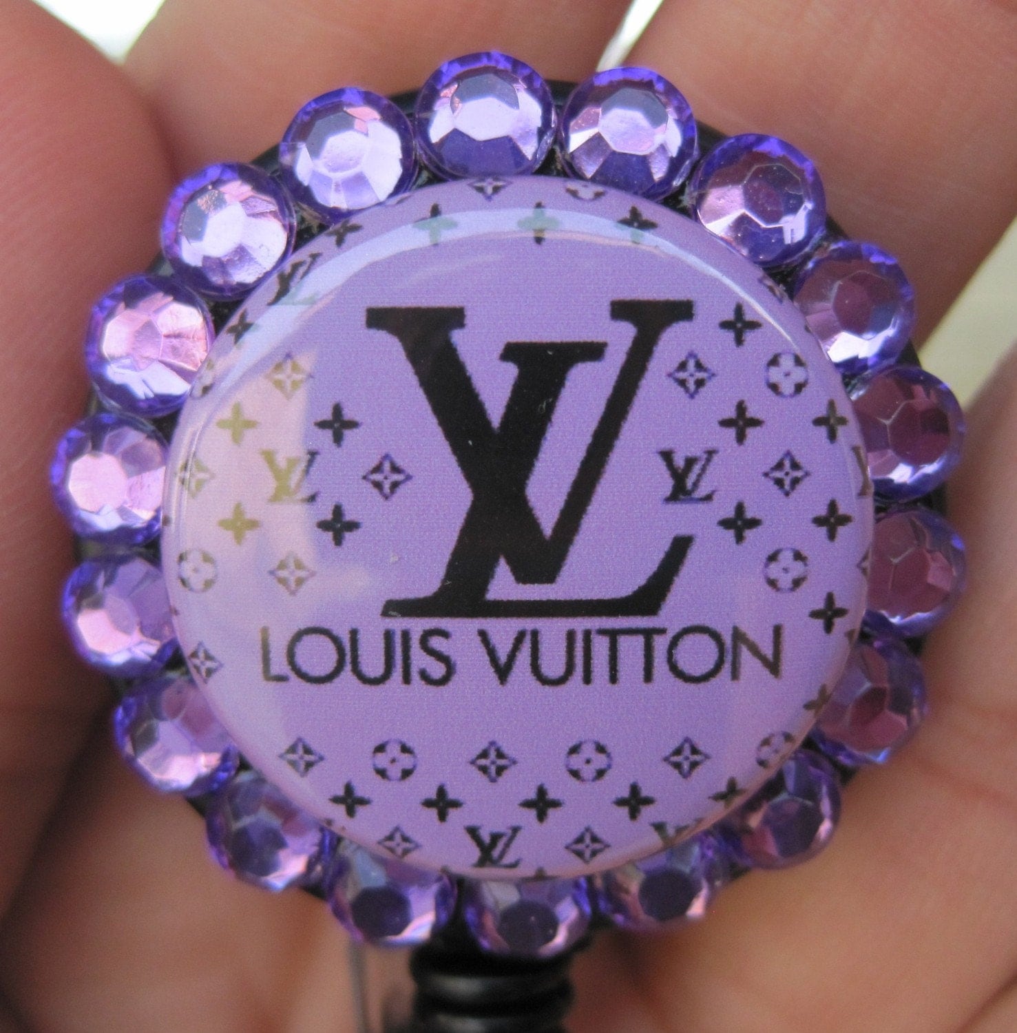 LOUIS VUITTON Badge Holder ID retractable reel with ACRYLIC