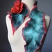 Felted art scarf / neckwarmer / collar wool silk ruffled floral Pin Mint / Green Rusty Red fashion vintage inspired OOAK LUXURY Spring Collection 2011 spring trends free gift wrap, mother day present