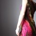 Mini dress summer fashion Chocolate mustard magenta wool silk cotton felt nuno felted size small XS -S hot pink party